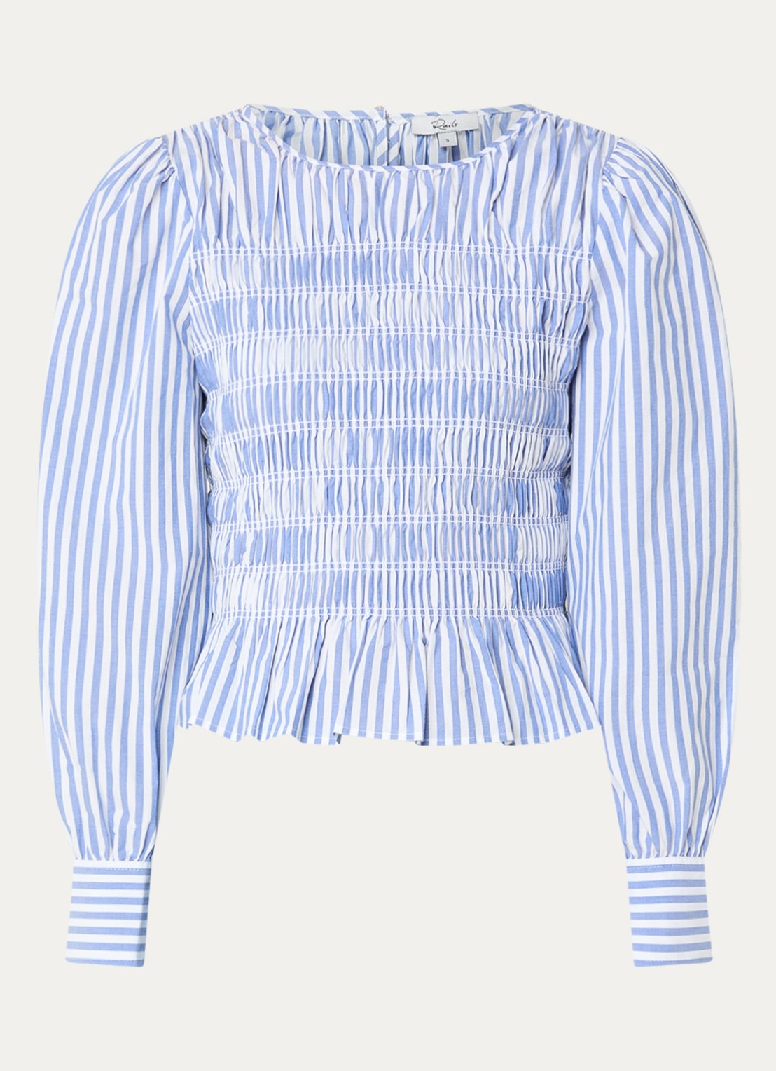 Rails Tabi tuniek met streepprint en smockwerk - voorkant lichtblauw