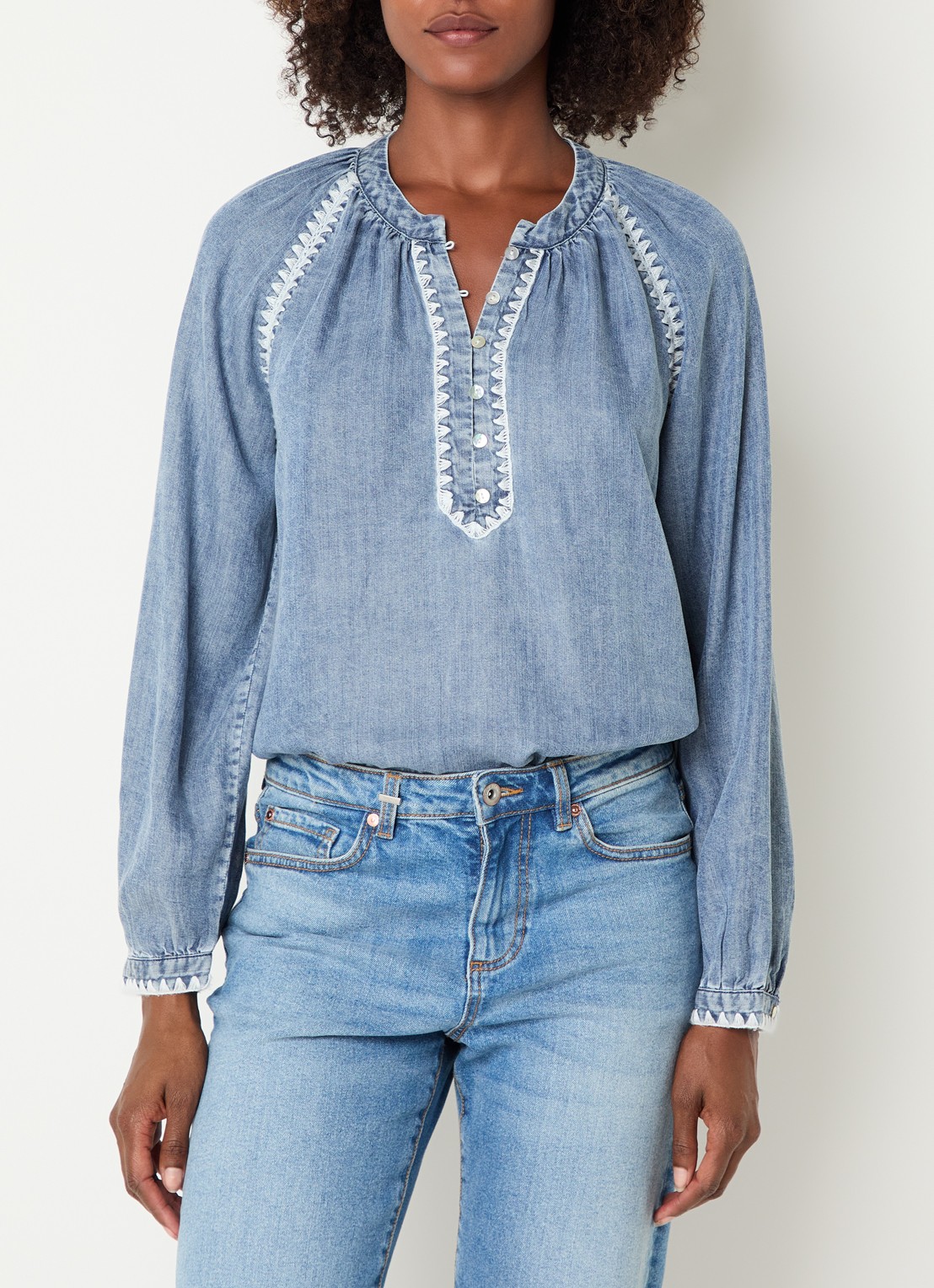 Rails Tali tuniek van chambray - detail blauw