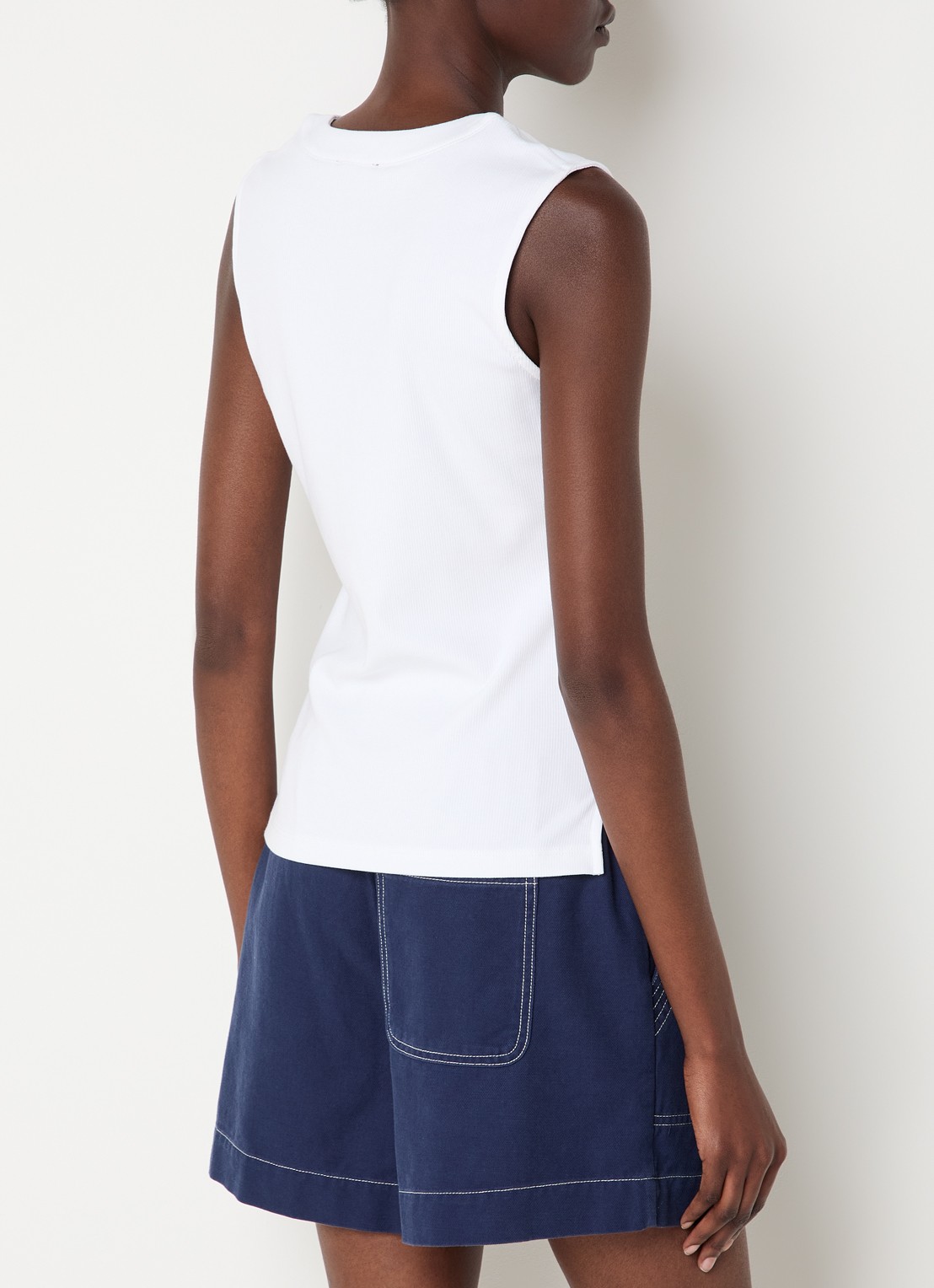 Rails Tanktop met ribstructuur en split - achterkant 2 wit