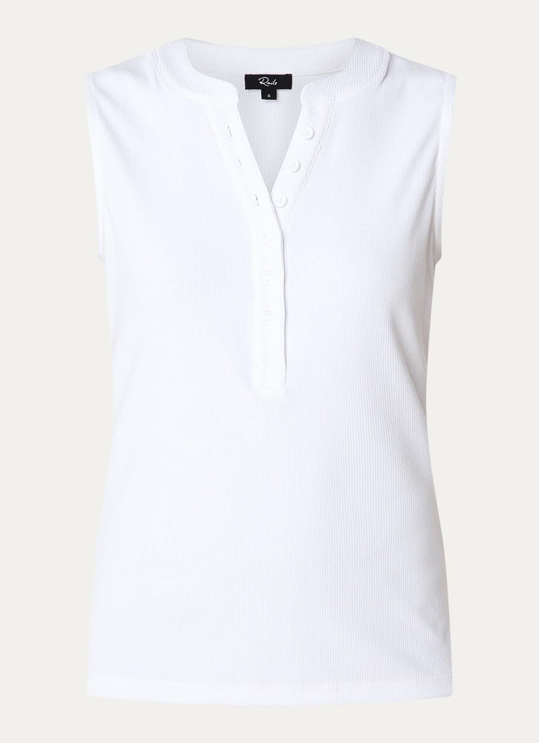 Rails Tanktop met ribstructuur en split - voorkant 3 wit