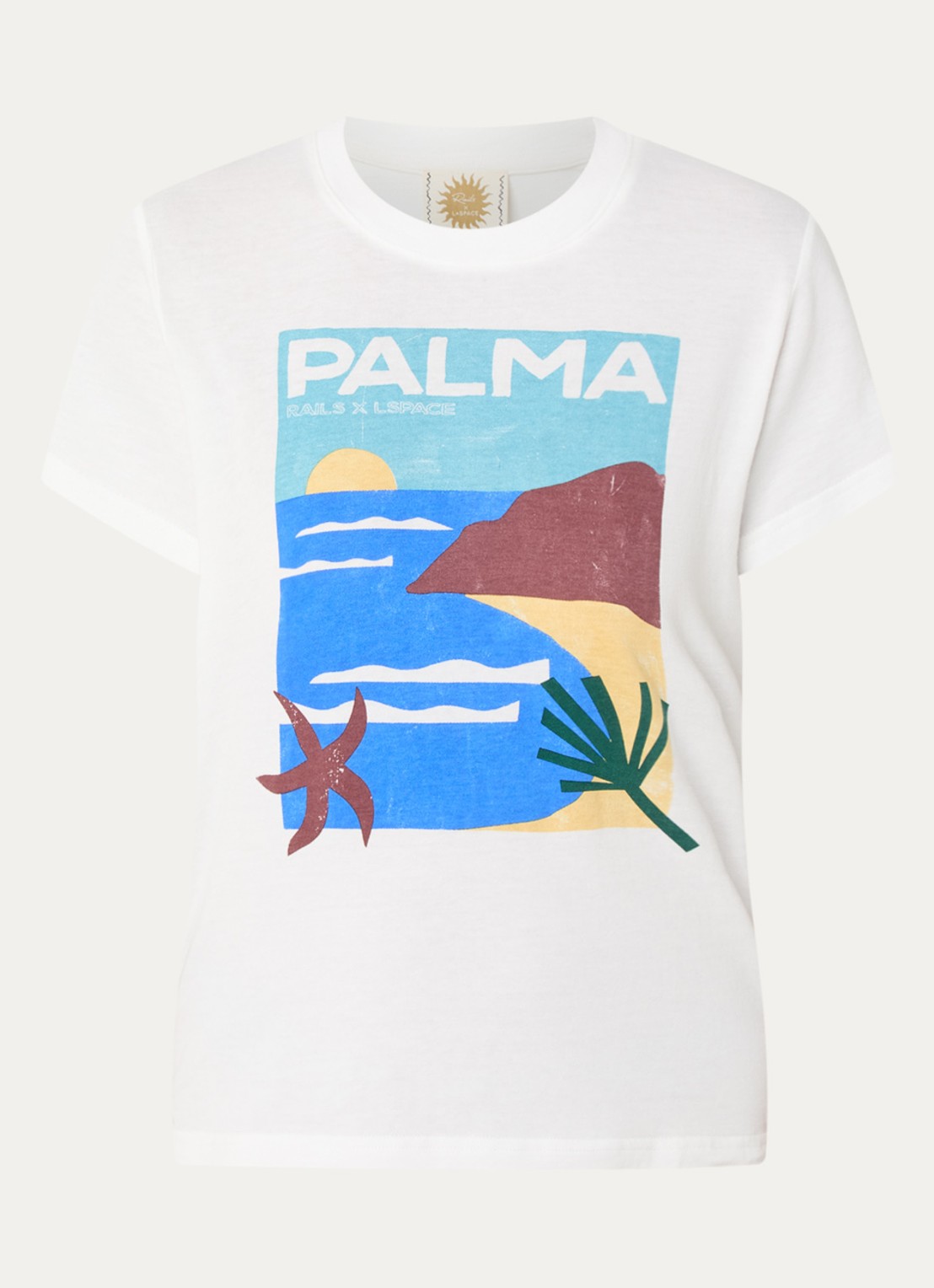Rails The Classic Crew T-shirt met print - voorkant 3 gebroken wit