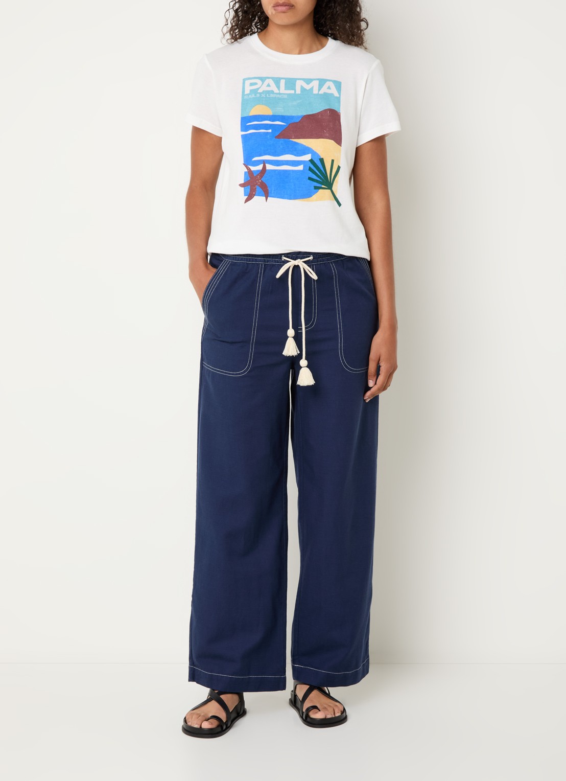 Rails The Classic Crew T-shirt met print - voorkant 4 gebroken wit