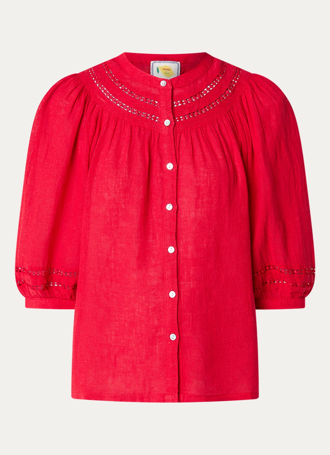 Rails Theia blouse in linnenblend met broderie - voorkant 2 rood
