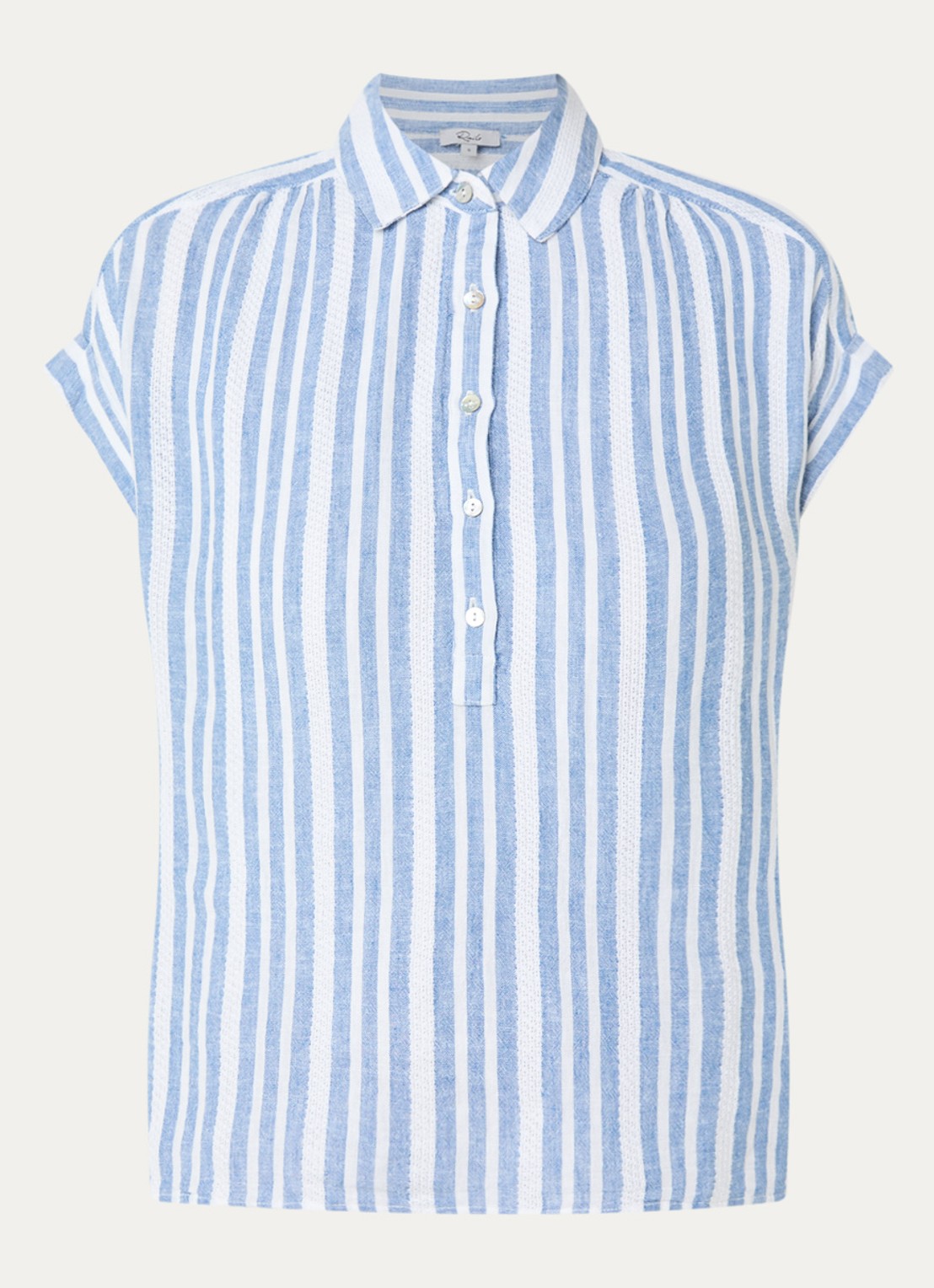Rails Tuscany tuniek in linnenblend met streepprint - voorkant 2 blauw