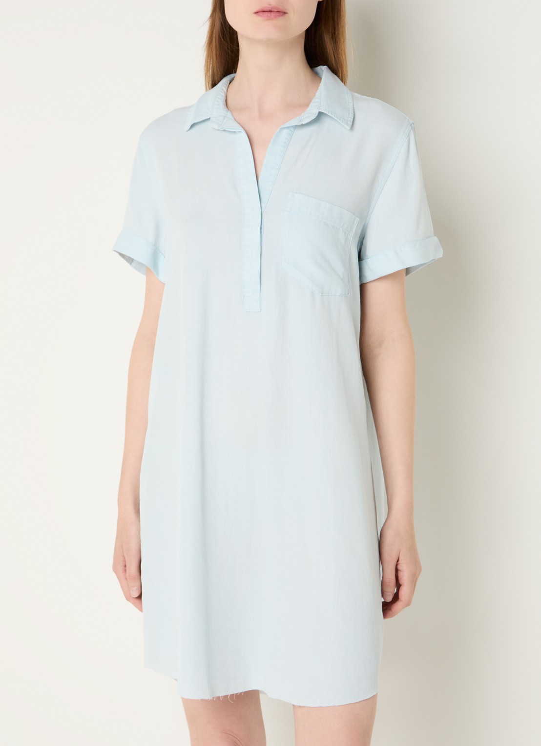 Rails Valerie mini blousejurk met borstzak - detail lichtblauw
