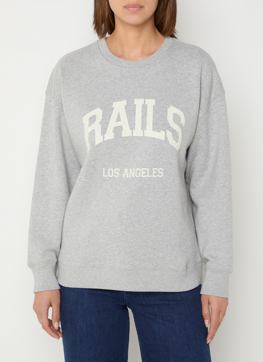 Rails Varsity sweater met logoprint - detail 4 grijsmele