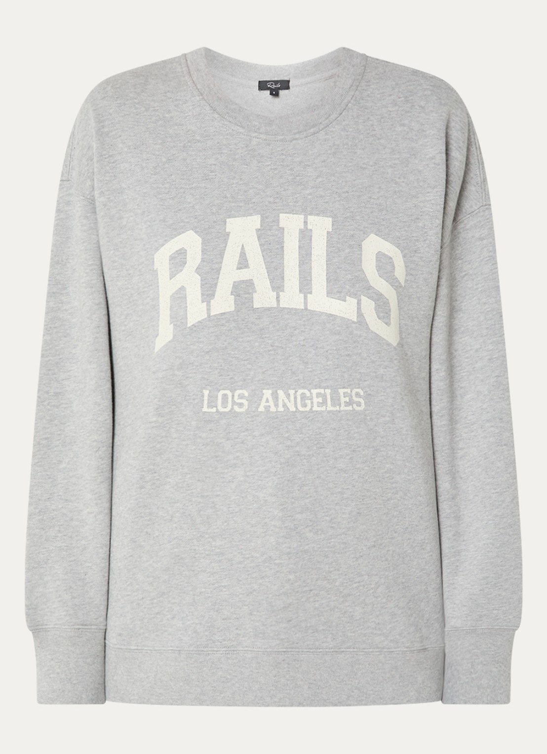 Rails Varsity sweater met logoprint - voorkant 2 grijsmele