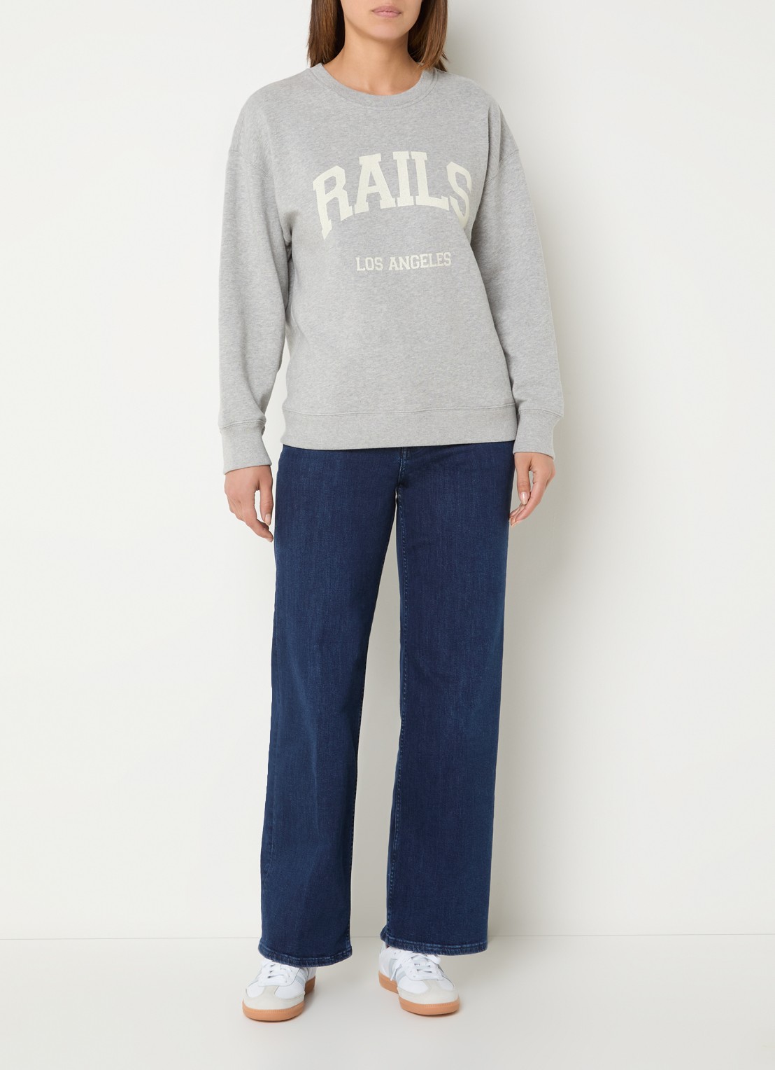 Rails Varsity sweater met logoprint - voorkant 3 grijsmele