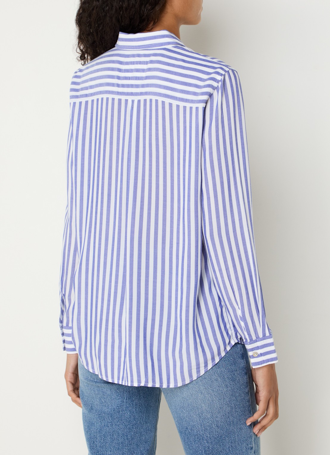 Rails Wren blouse met streepprint en borstzak - achterkant 5 blauw