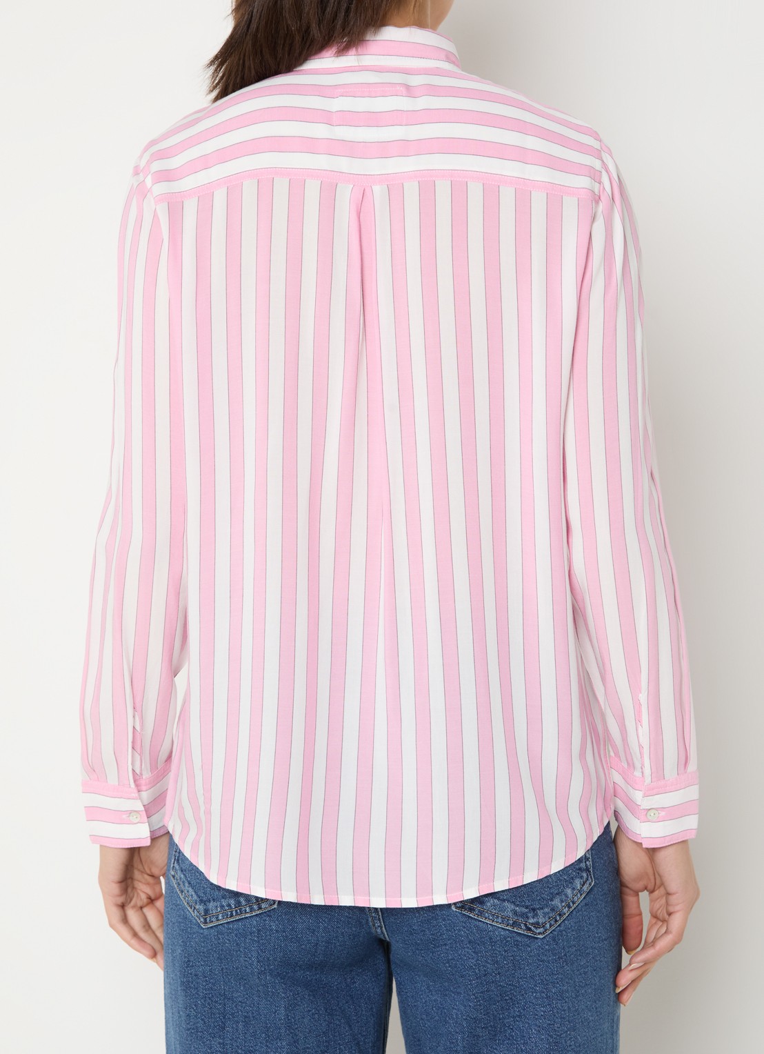 Rails Wren blouse met streepprint en borstzak - achterkant 4 lichtroze