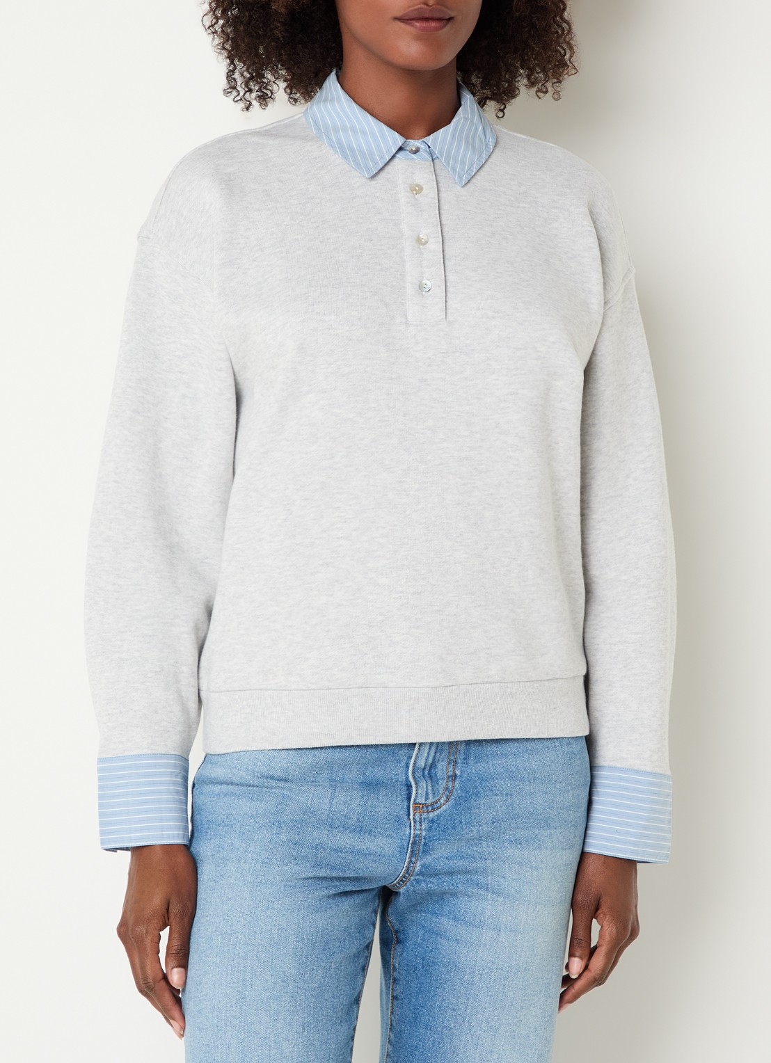 Rails Zavier sweater met kraag - detail 2 grijsmele