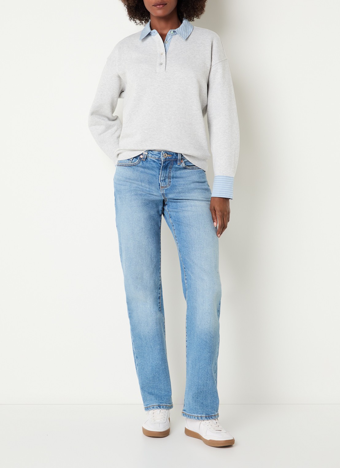 Rails Zavier sweater met kraag - voorkant 4 grijsmele