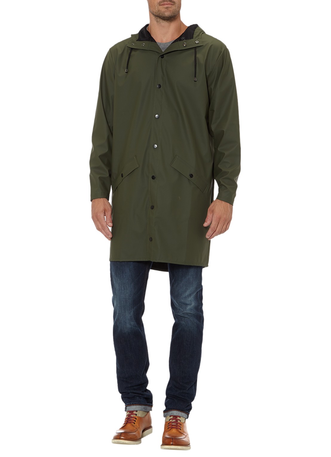 Rains 1202 unisex longline regenjas  - detail 4 groen