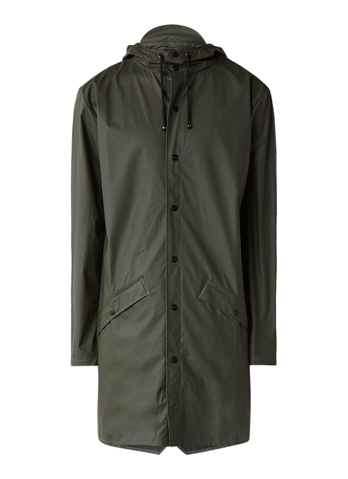 Rains 1202 unisex longline regenjas  - voorkant groen