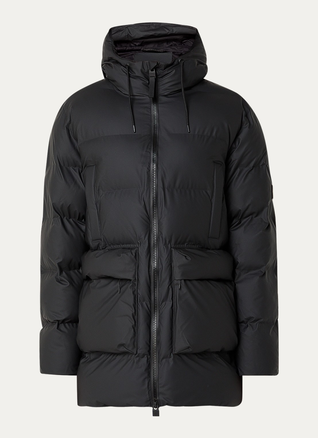Rains Alta gewatteerde parka met capuchon - voorkant 2 zwart