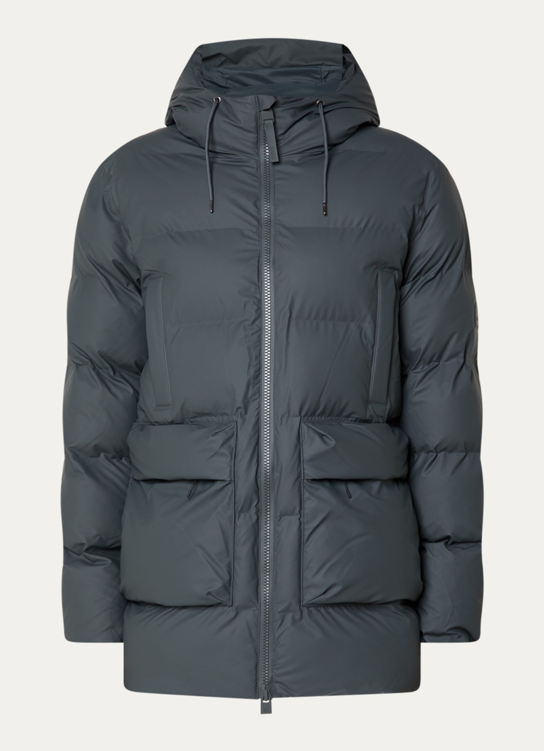 Rains Alta gewatteerde parka met capuchon - voorkant 3 grijs