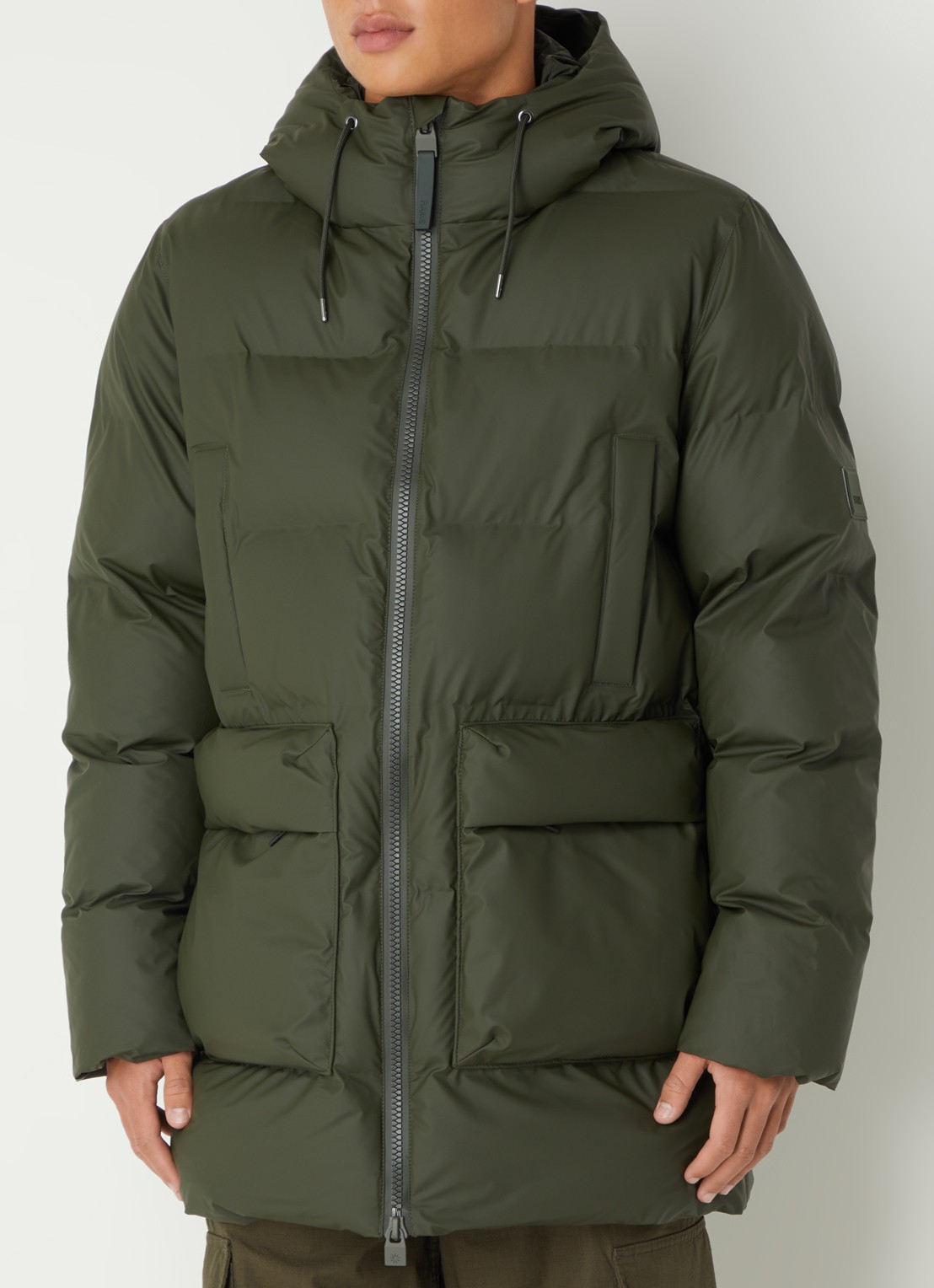 Rains Alta gewatteerde parka met capuchon - detail 3 legergroen