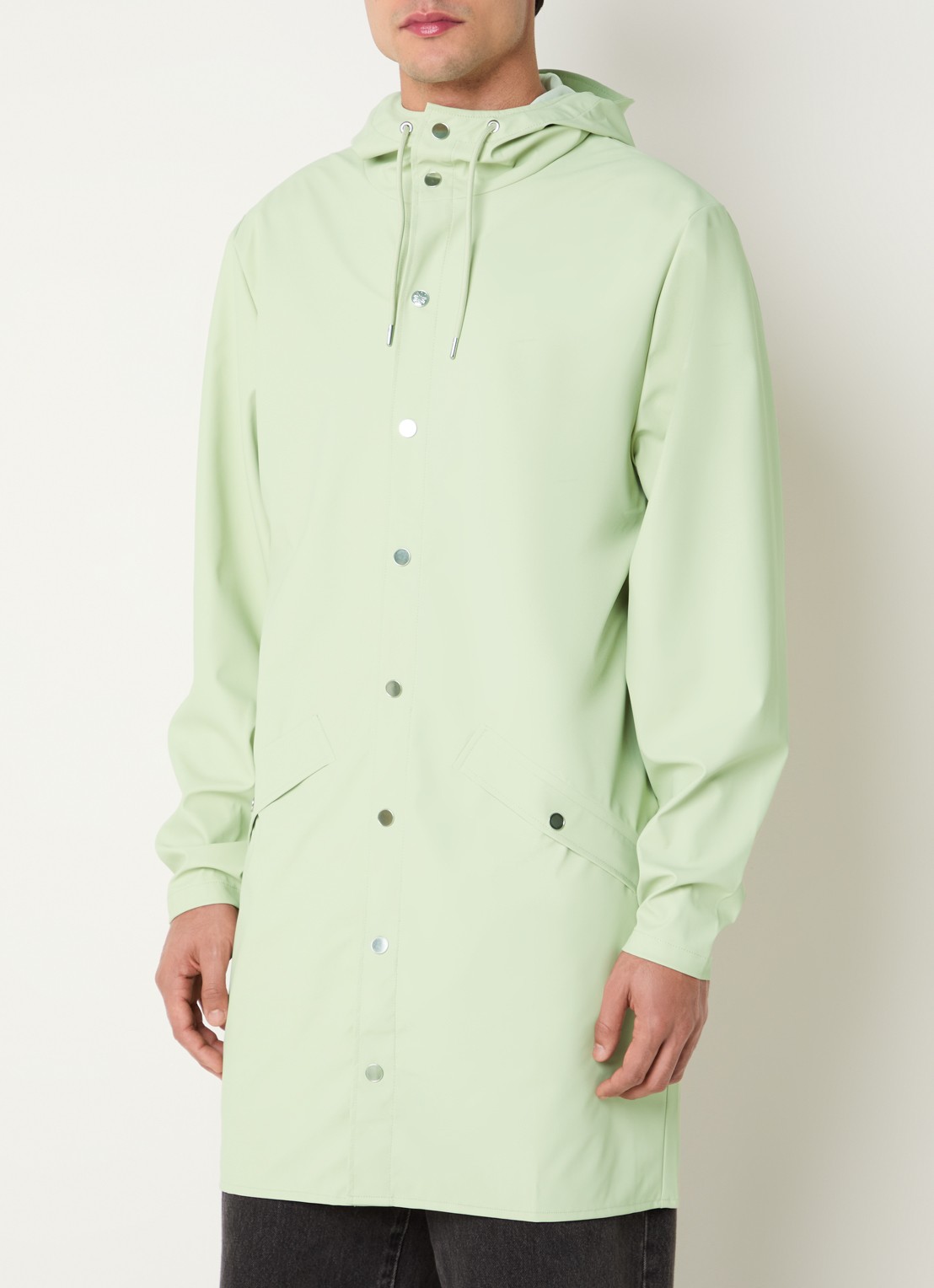 Rains Bold regenjas met capuchon en klepzakken - detail lichtgroen