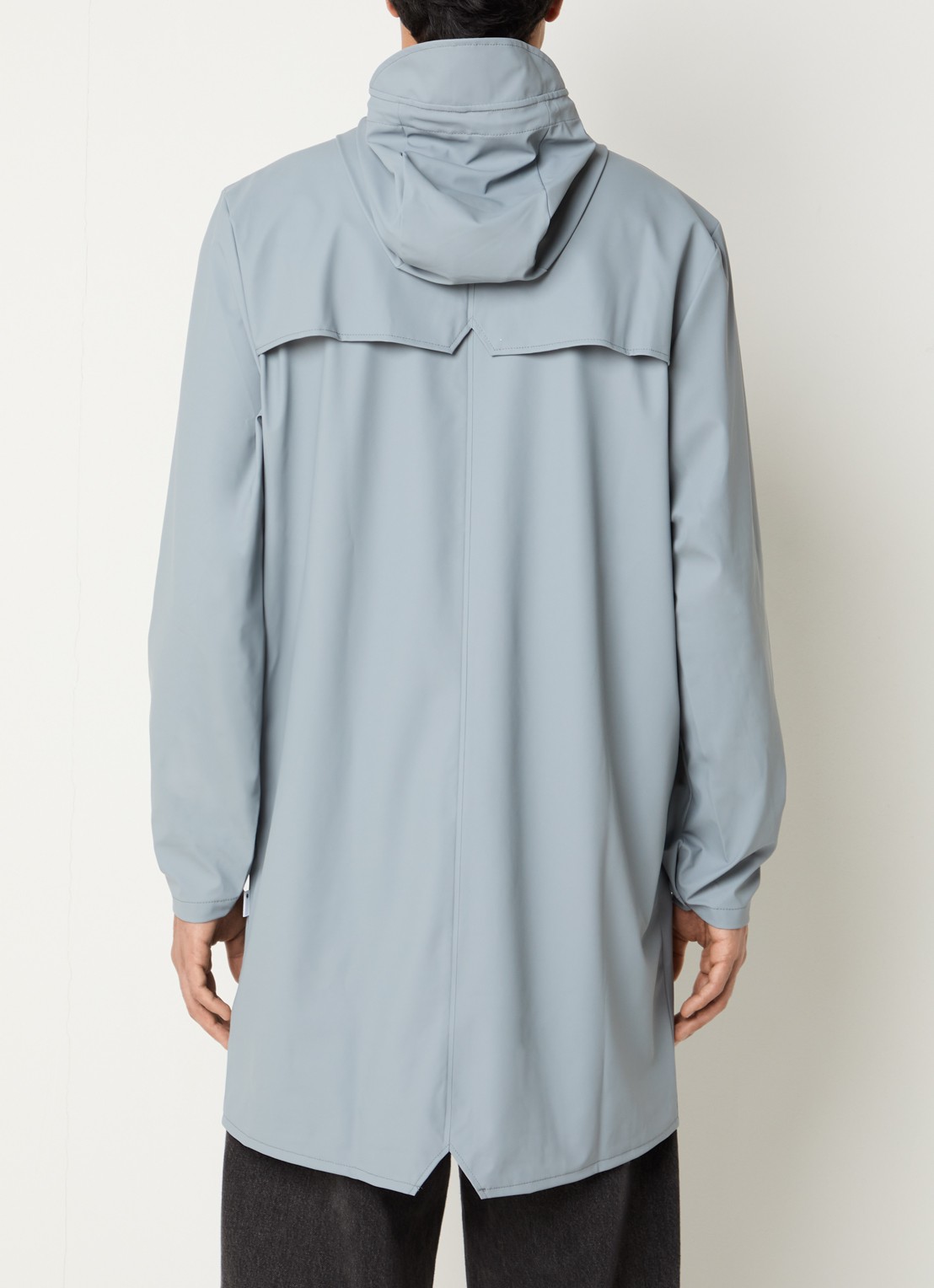 Rains Bold regenjas met capuchon en klepzakken - achterkant blauwgrijs