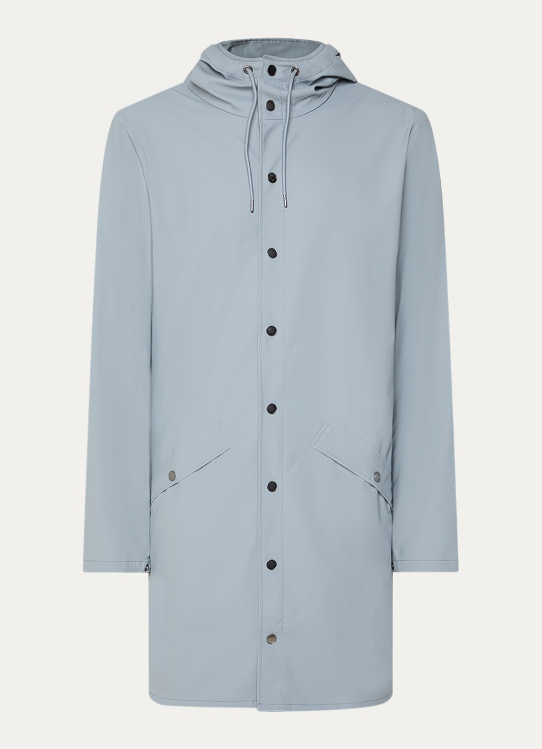Rains Bold regenjas met capuchon en klepzakken - voorkant 2 blauwgrijs