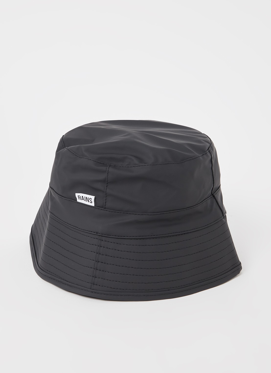 Rains Bucket hoed met logo - voorkant zwart