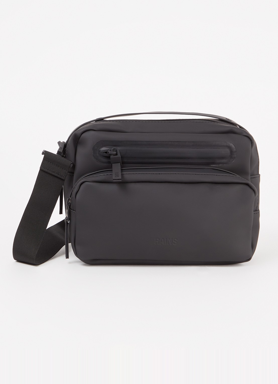 Rains Cargo Box schoudertas met afneembare schouderriem - voorkant 2 zwart