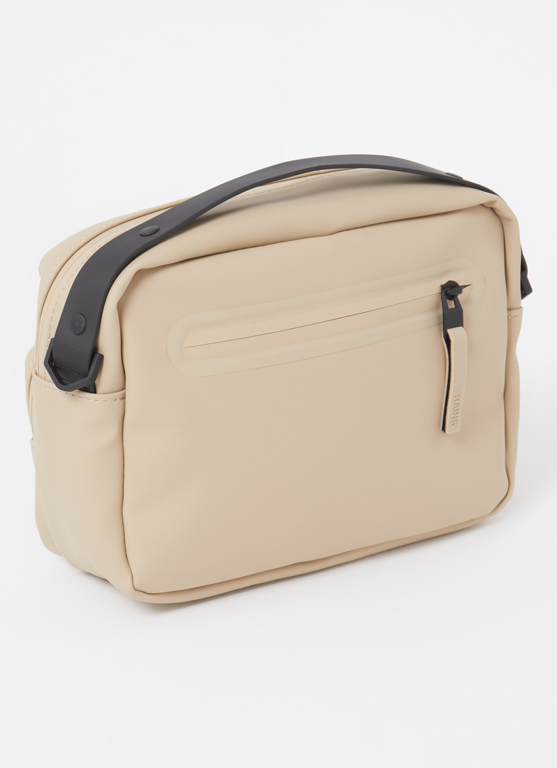 Rains Cargo Box schoudertas met afneembare schouderriem - achterkant zand