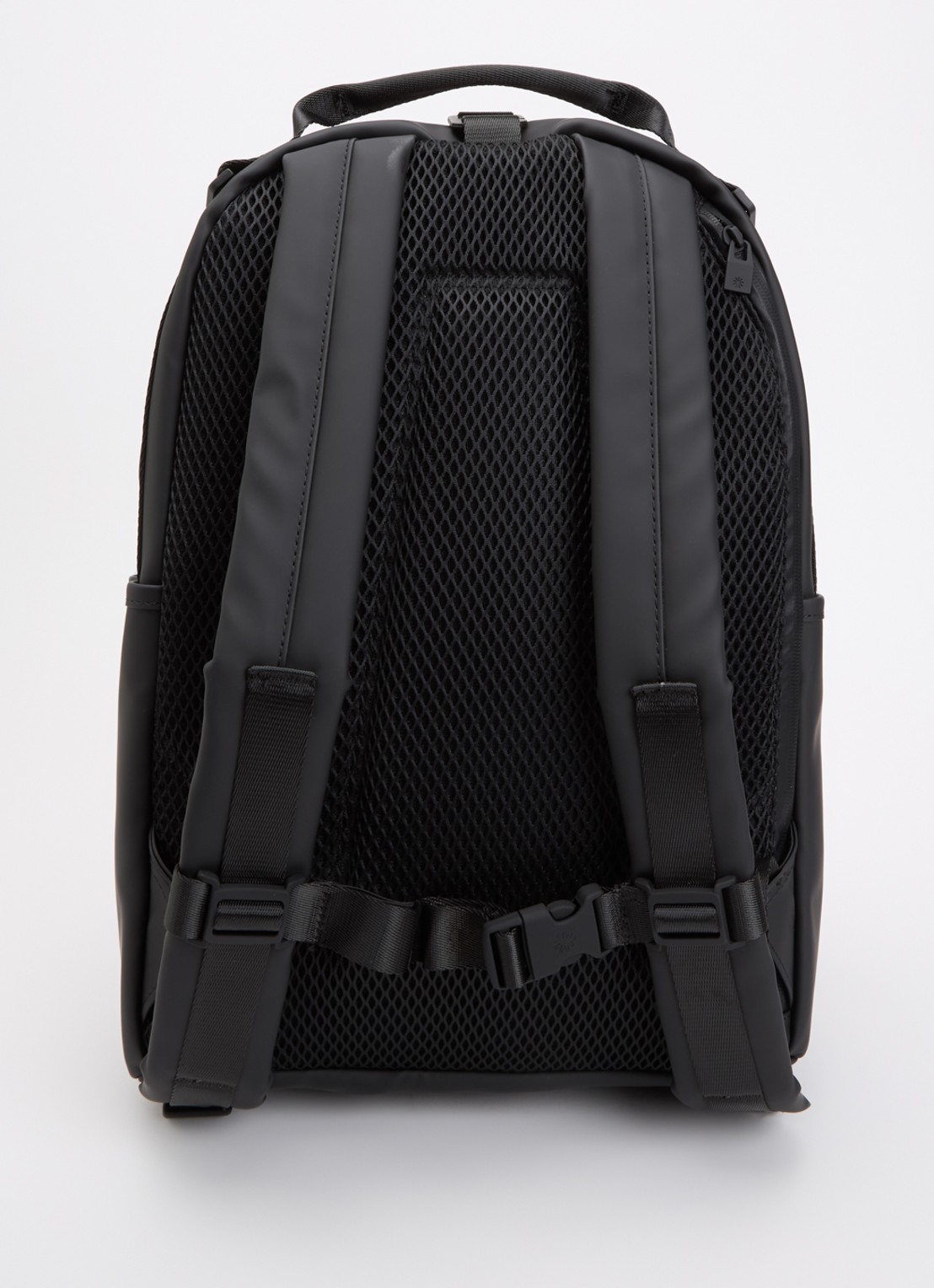 Rains Clip Front rugzak met 14 inch laptopvak en waterafstotende coating - achterkant zwart