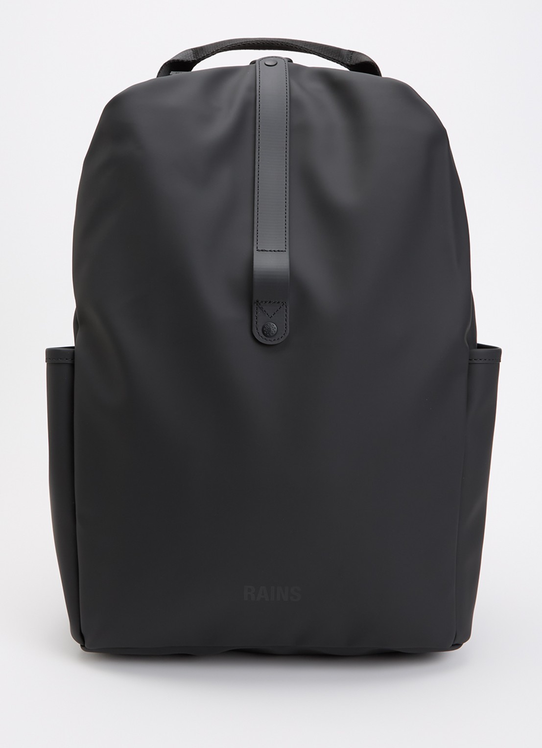 Rains Clip Front rugzak met 14 inch laptopvak en waterafstotende coating - voorkant 3 zwart