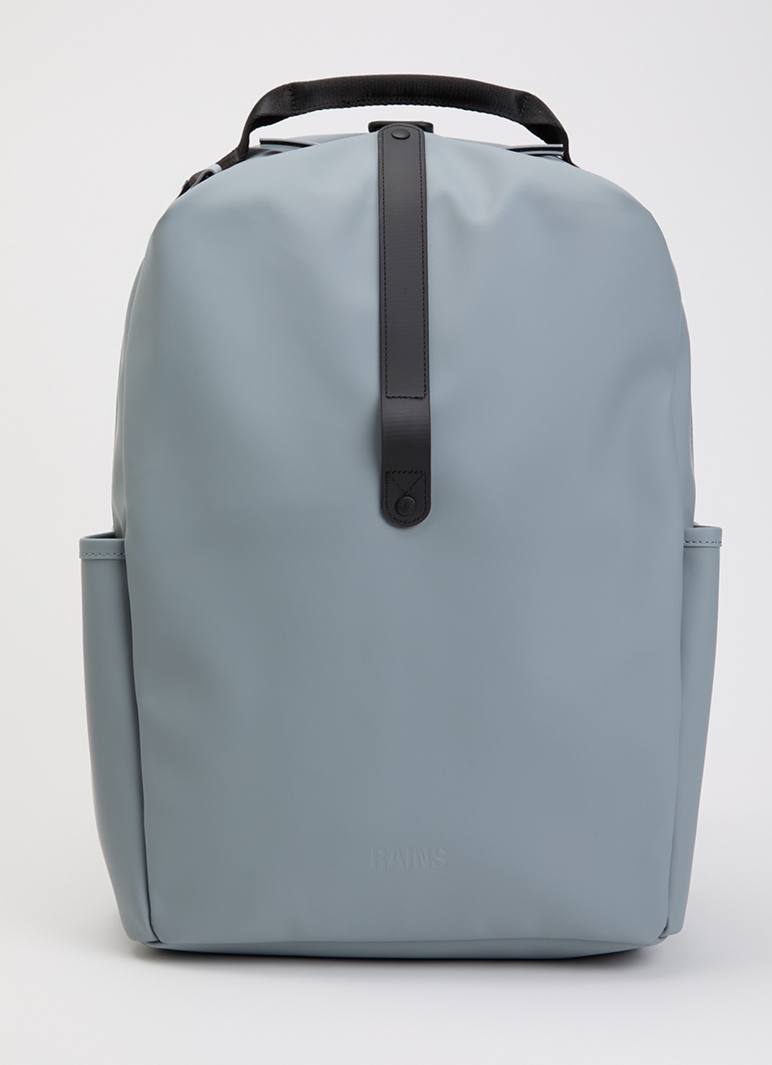 Rains Clip Front rugzak met 14 inch laptopvak en waterafstotende coating - voorkant 2 blauwgrijs
