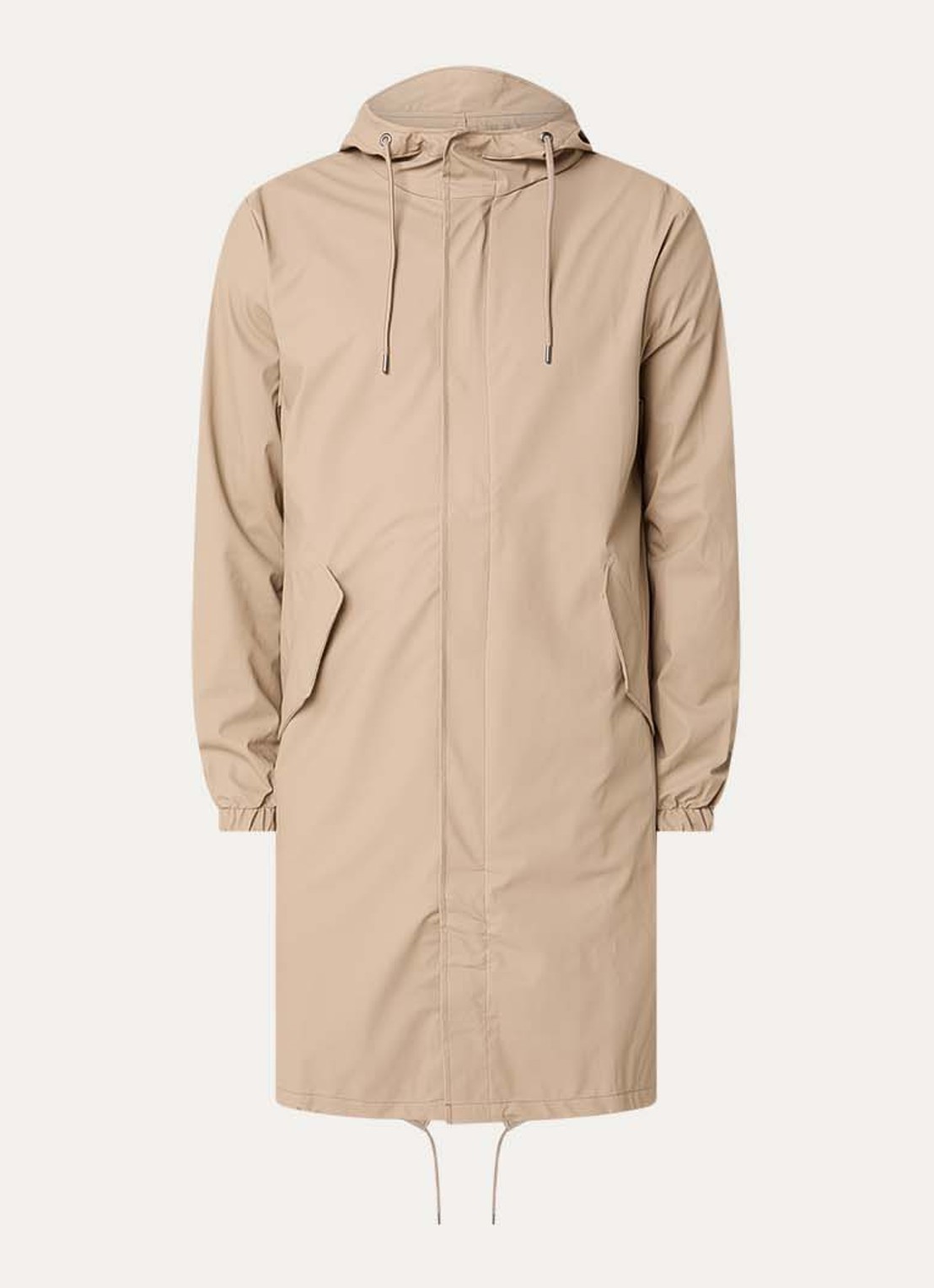 Rains Fishtail parka met capuchon en waterafstotende coating - voorkant beige