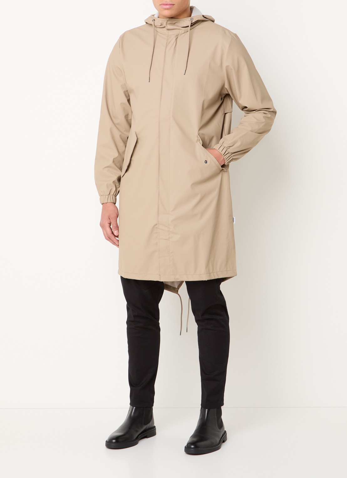 Rains Fishtail parka met capuchon en waterafstotende coating - voorkant 2 beige