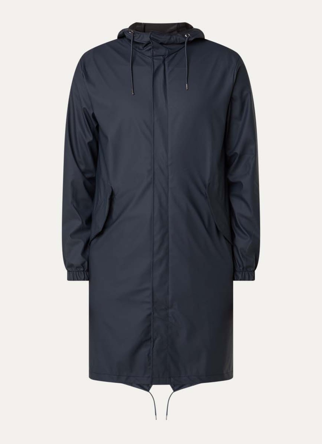 Rains Fishtail parka met capuchon en waterafstotende coating - voorkant 3 donkerblauw