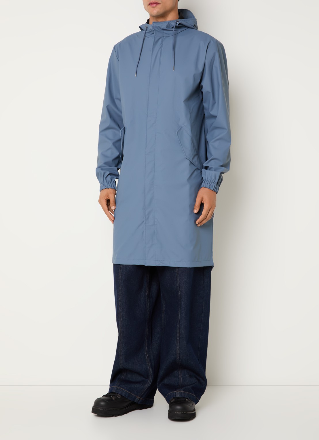 Rains Fishtail parka met steekzakken - detail 2 staalblauw