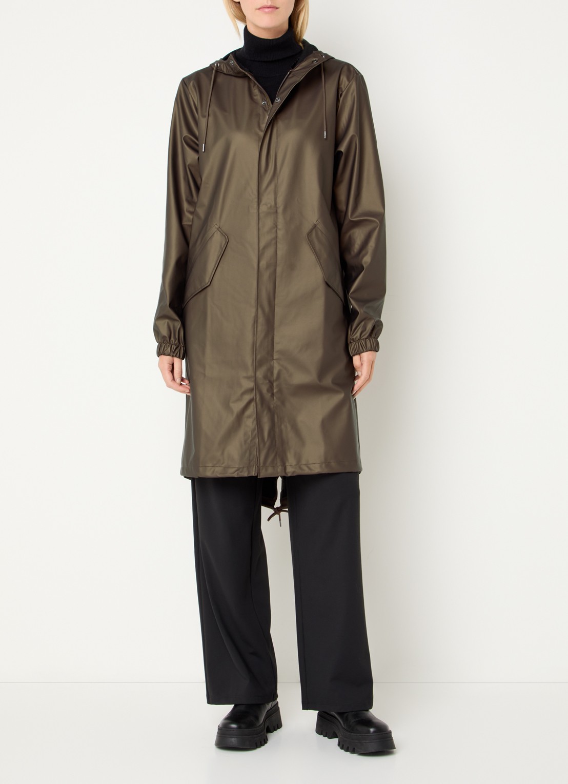 Rains Fishtail parka met steekzakken - detail 4 hazelnootbruin