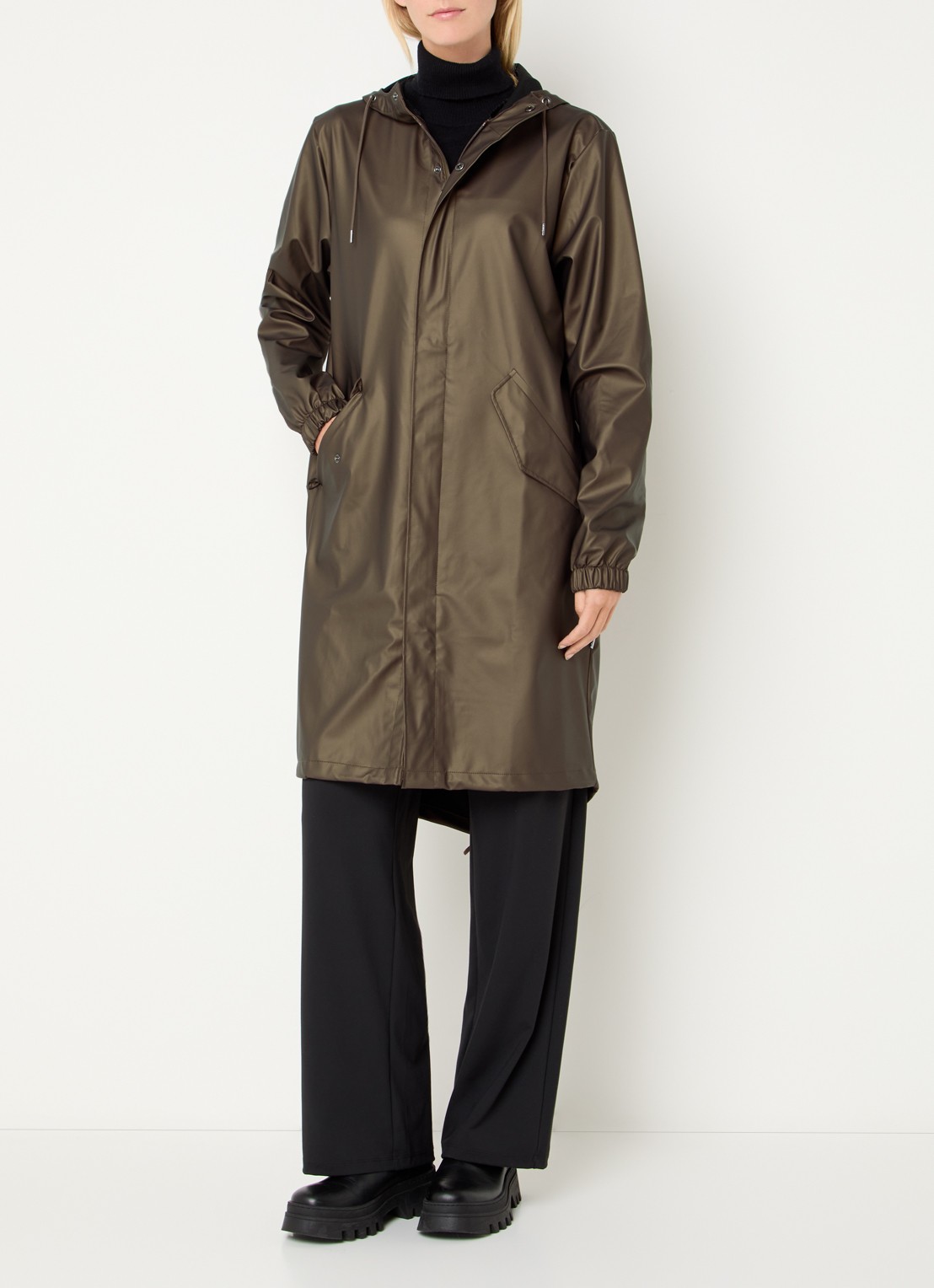 Rains Fishtail parka met steekzakken - voorkant 2 hazelnootbruin