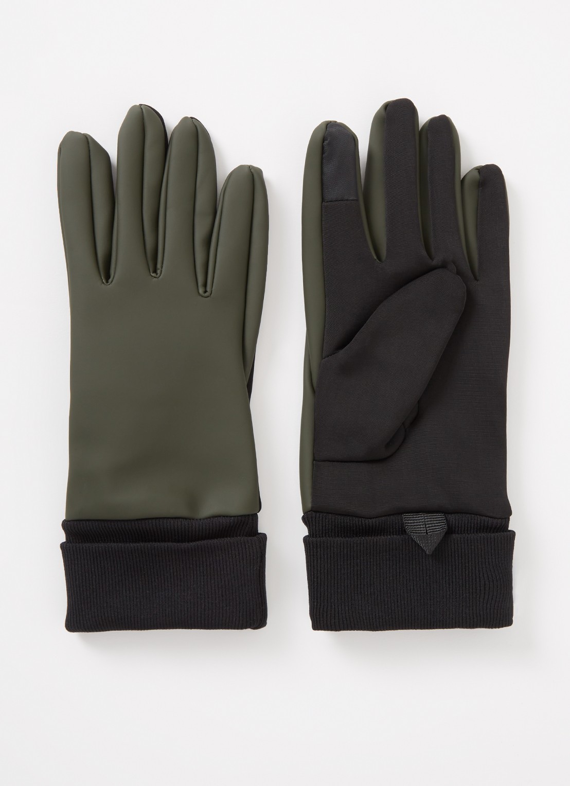 Rains Handschoenen met waterafstotende coating en touchscreen functie - voorkant legergroen