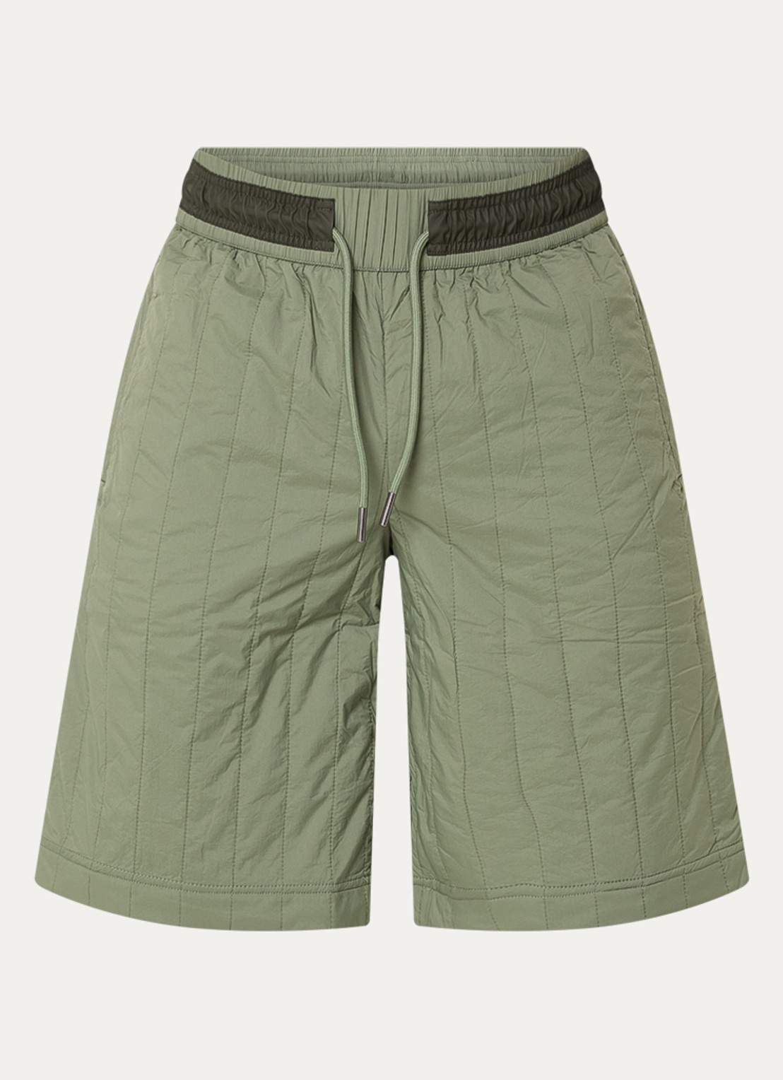 Rains Koya straight fit korte broek met steekzakken - voorkant 2 legergroen