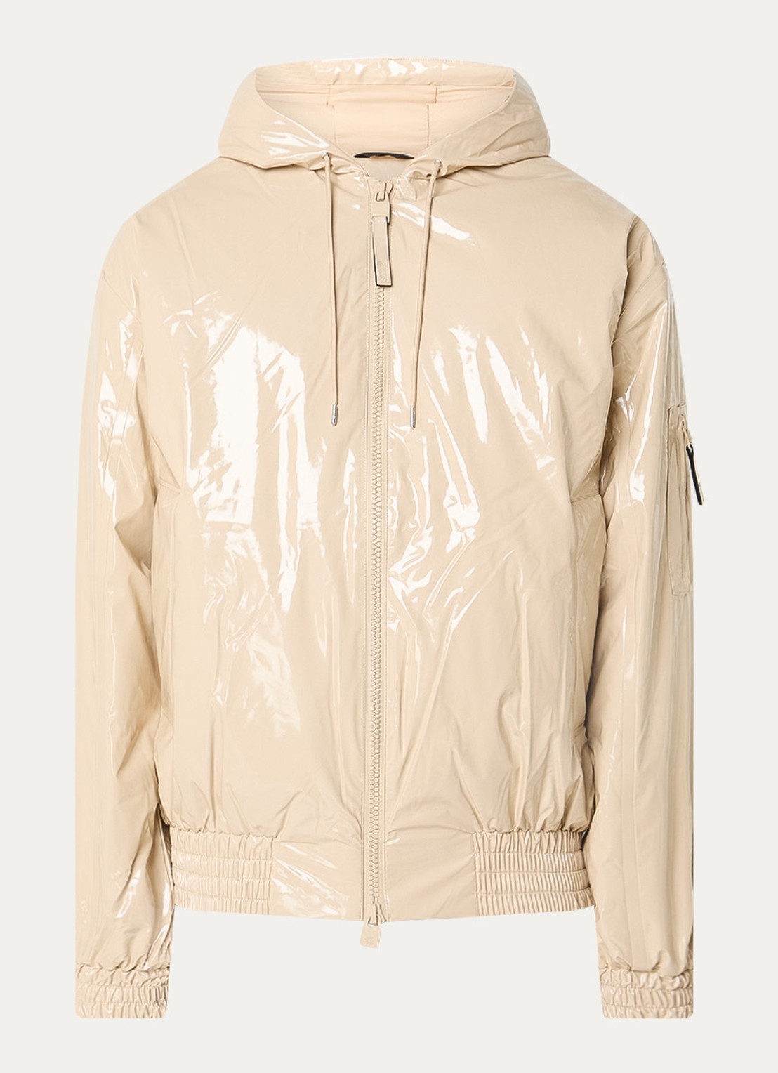 Rains Lohja gewatteerd bomberjack met glanzende finish - voorkant beige