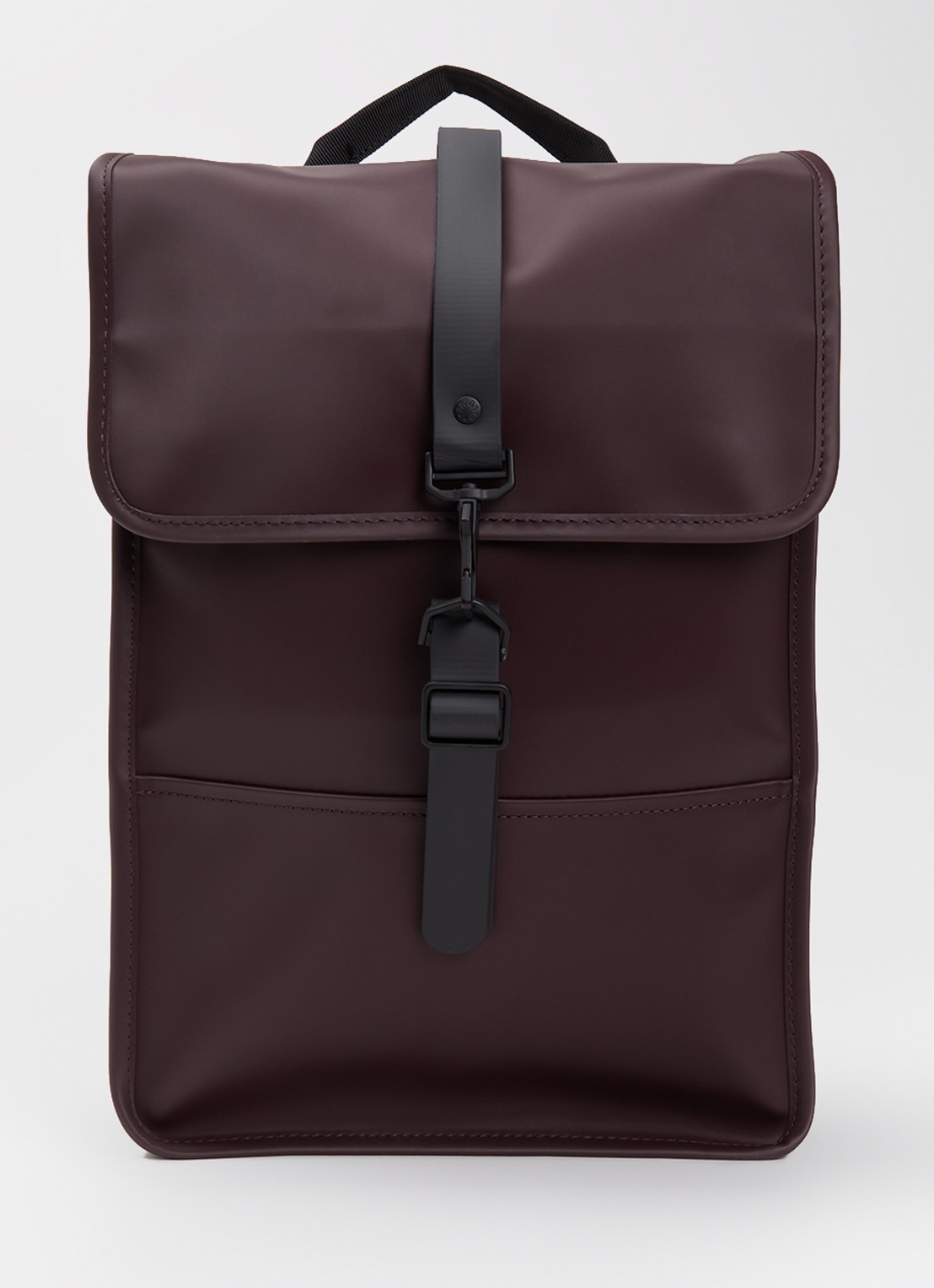 Rains Mini W3 rugzak met 15 inch laptopvak en waterafstotende coating - voorkant 2 bordeauxrood