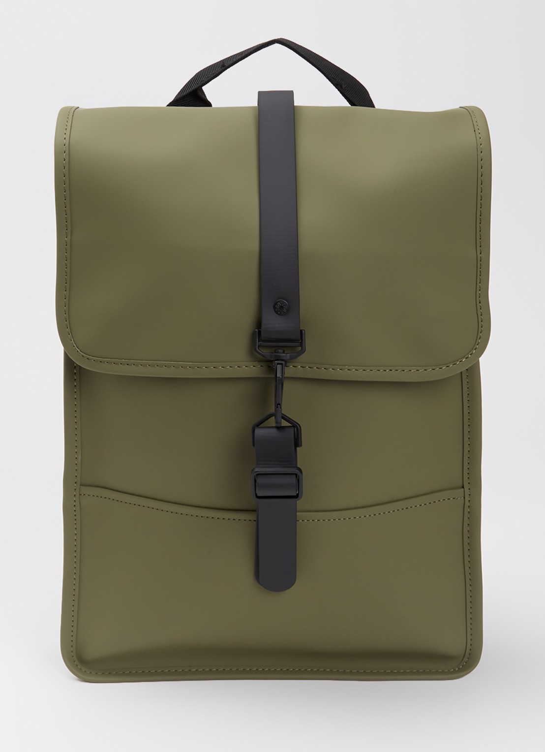 Rains Mini W3 rugzak met 15 inch laptopvak en waterafstotende coating - voorkant olijfgroen