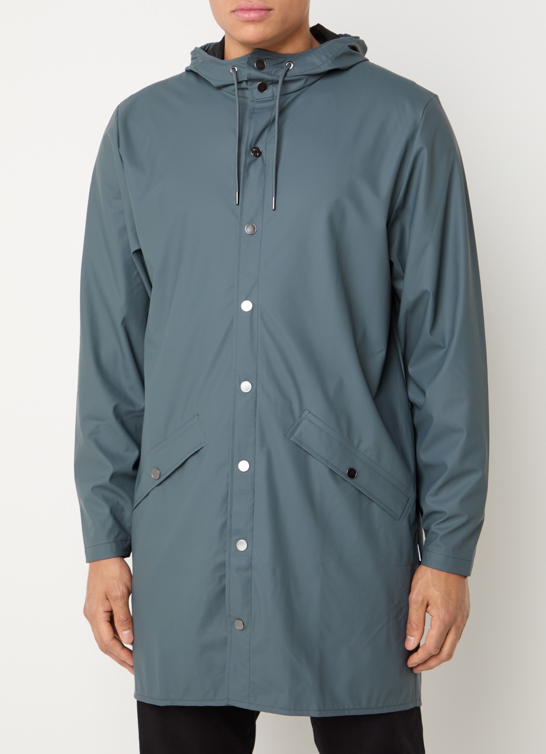Rains Parka met capuchon en waterafstotende coating - detail petrol