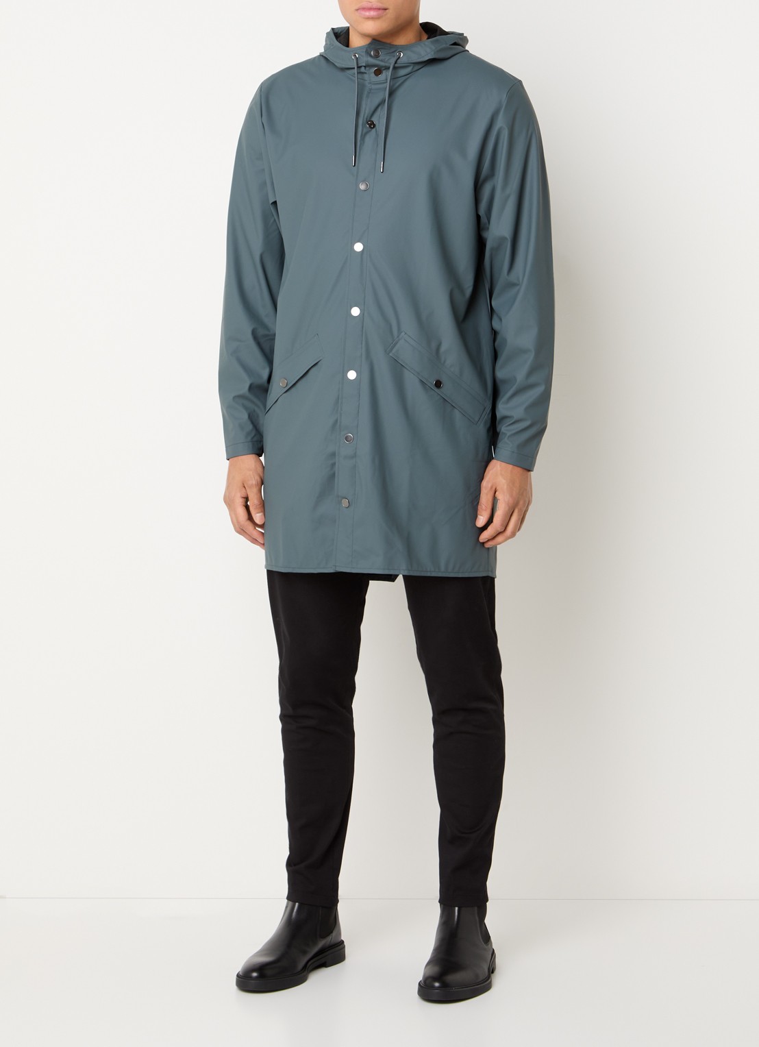 Rains Parka met capuchon en waterafstotende coating - voorkant 4 petrol