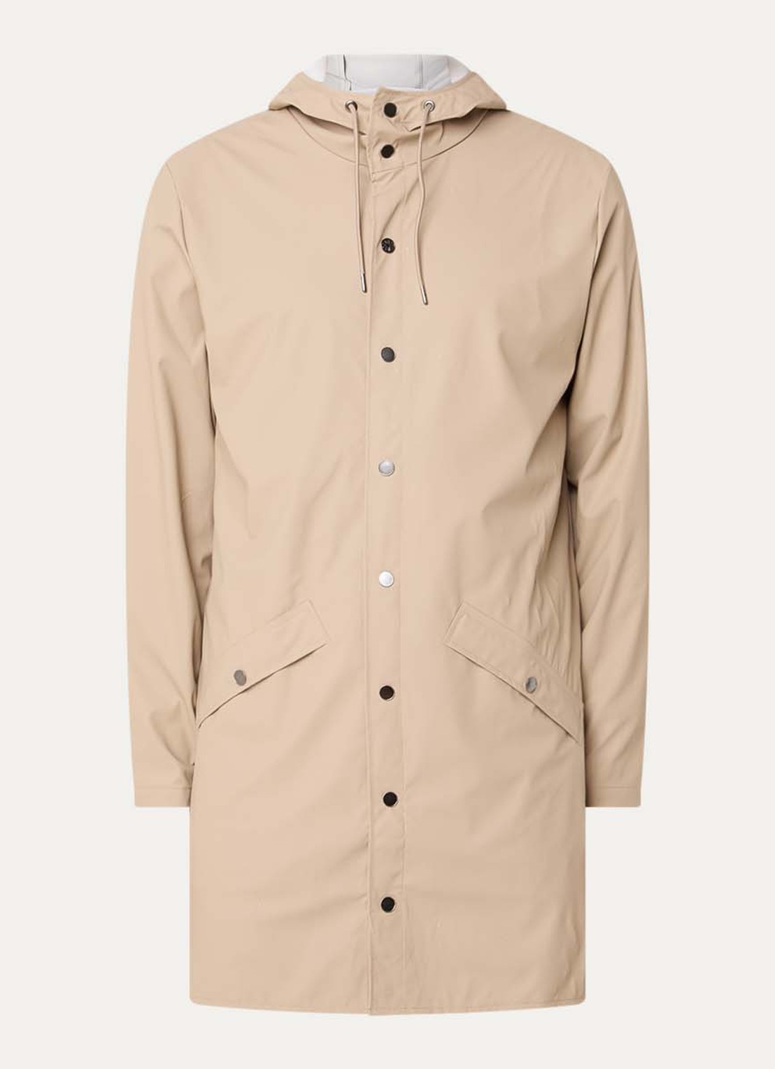 Rains Parka met capuchon en waterafstotende coating - voorkant beige