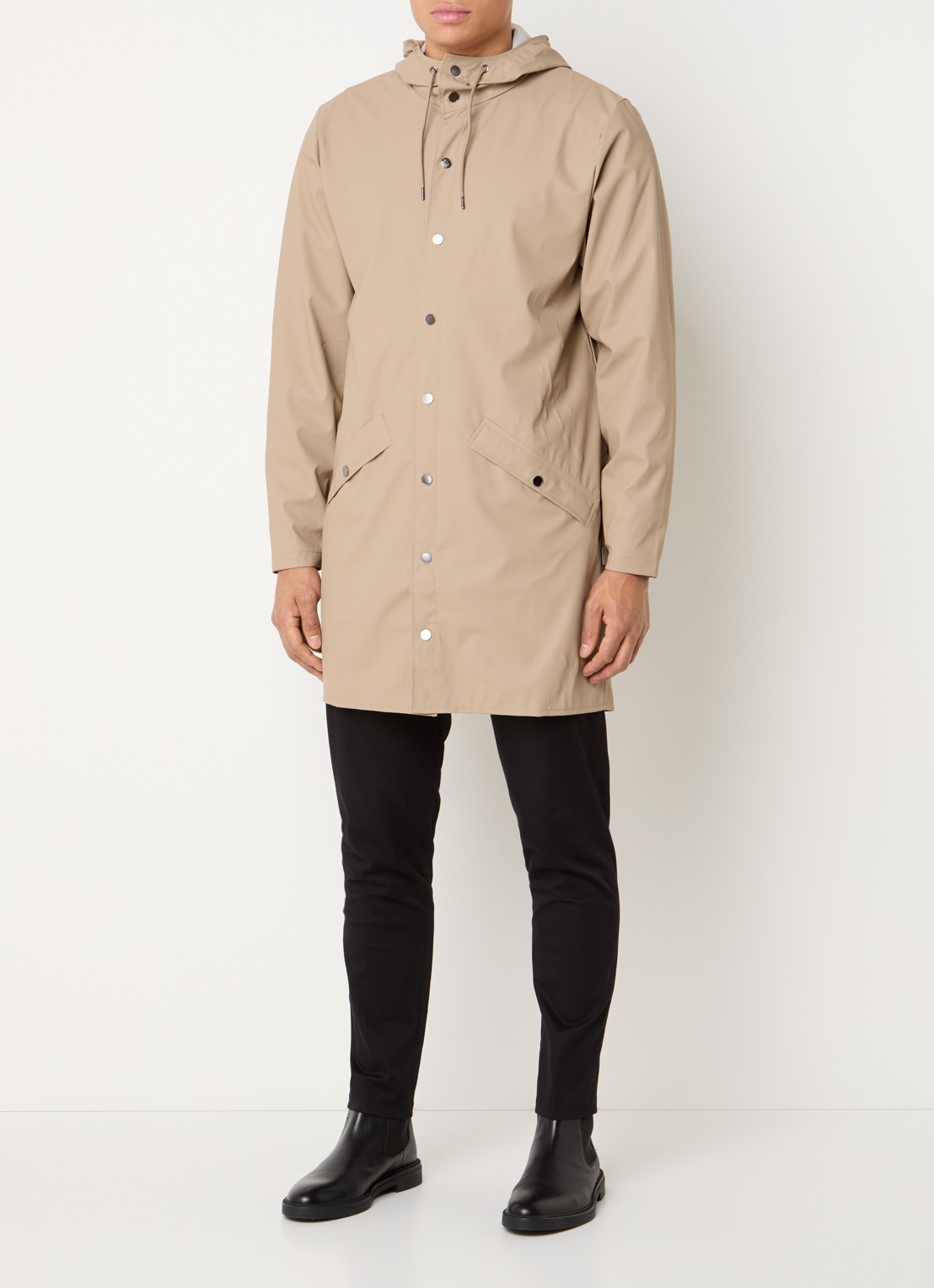 Rains Parka met capuchon en waterafstotende coating - voorkant 2 beige
