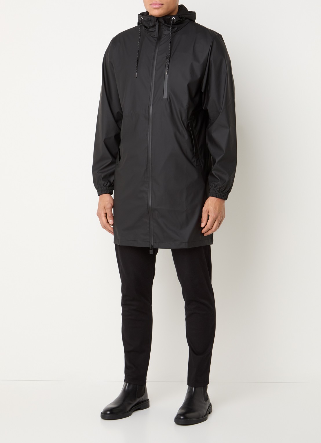 Rains Parka met capuchon en waterafstotende coating - voorkant 2 zwart