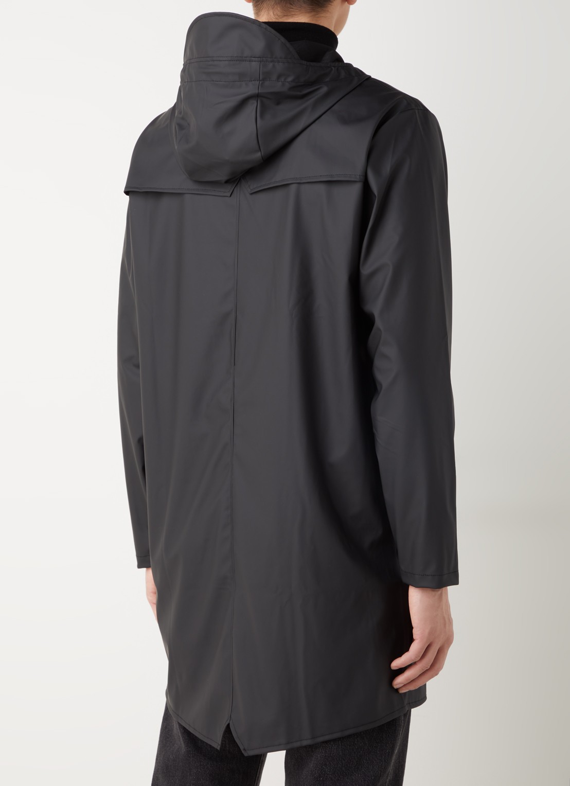 Rains Regenjack met capuchon en klepzakken - unisex - achterkant 4 zwart