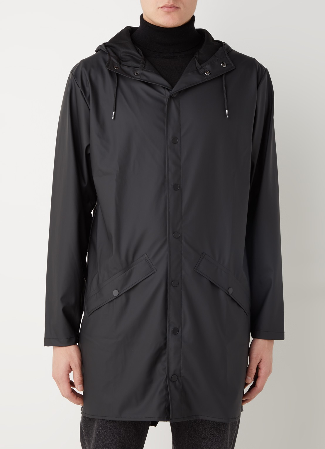 Rains Regenjack met capuchon en klepzakken - unisex - detail 3 zwart