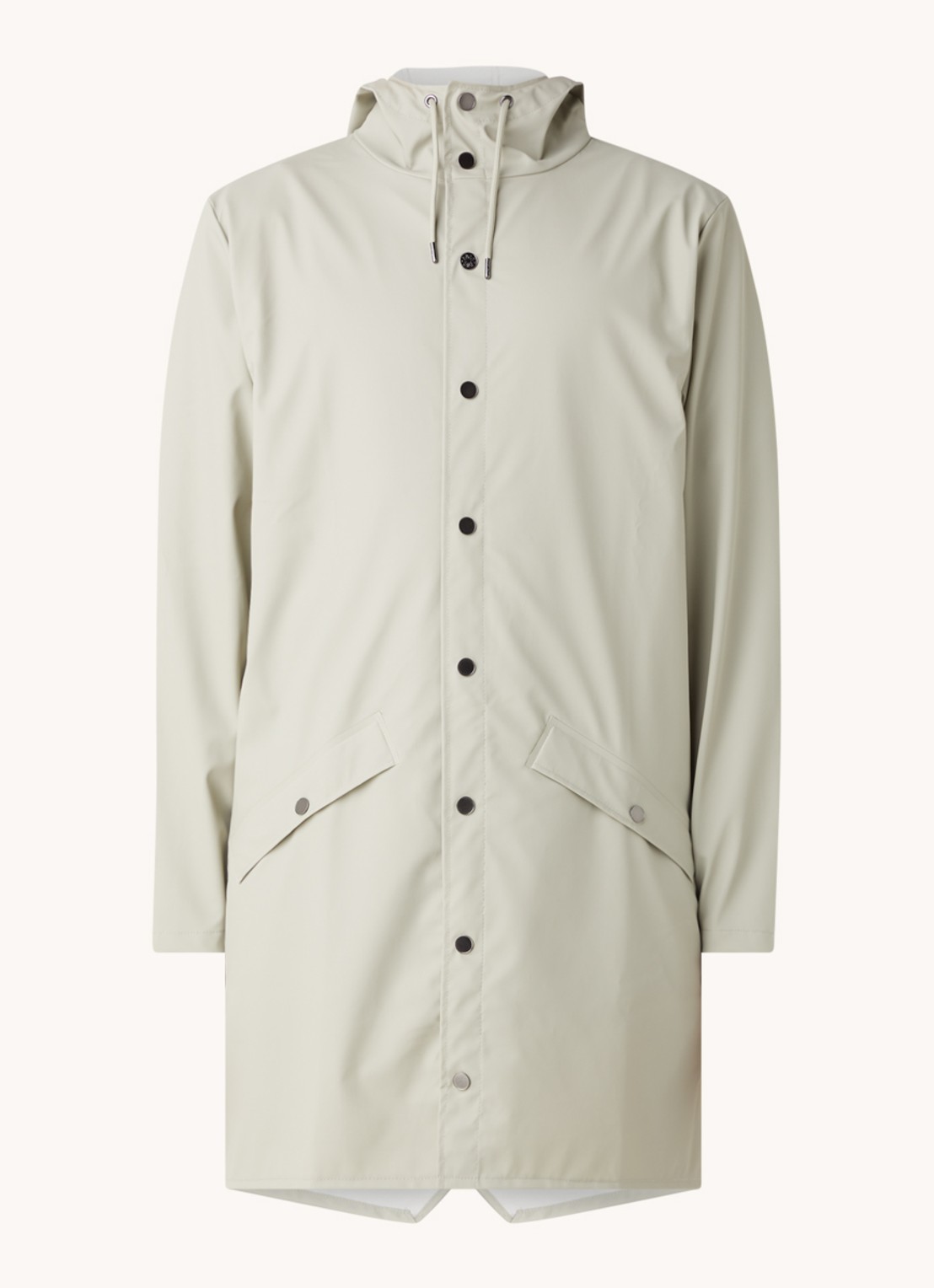 Rains Regenjack met capuchon en klepzakken - unisex - voorkant lichtgrijs