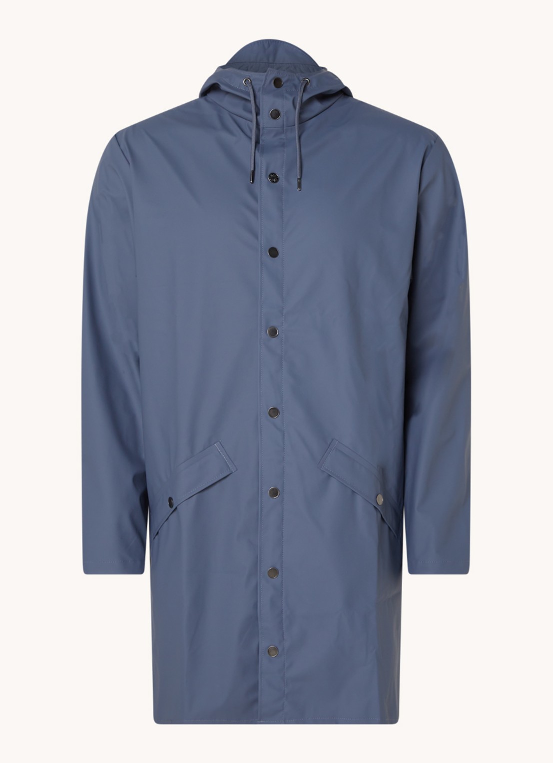 Rains Regenjack met capuchon en klepzakken - unisex - voorkant 2 staalblauw